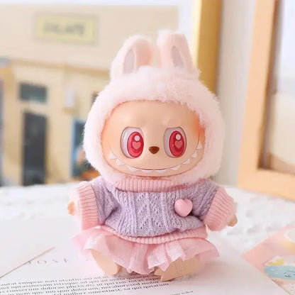 Labubu & Cotton Doll Hoodie Skirt Set