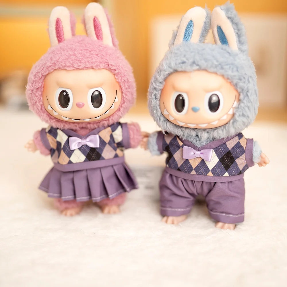 Mini Labubu British Sweater Skirt Set
