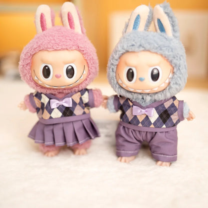 Mini Labubu British Sweater Skirt Set