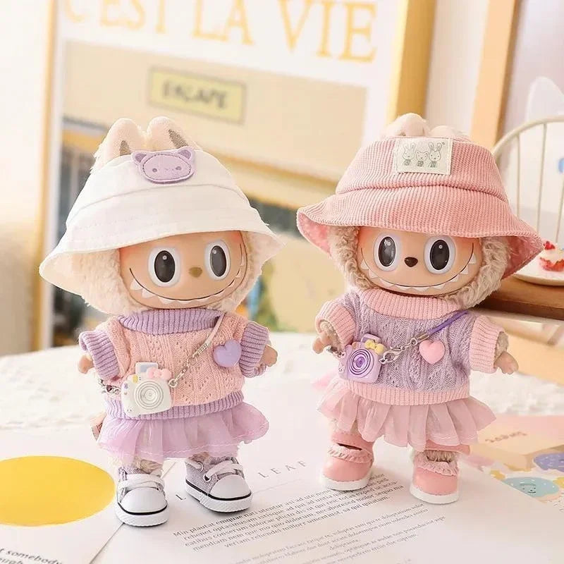 Labubu & Cotton Doll Hoodie Skirt Set