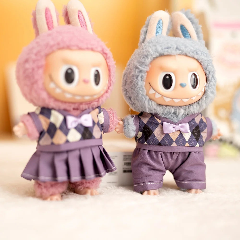 Mini Labubu British Sweater Skirt Set