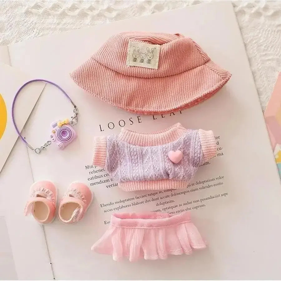 Labubu & Cotton Doll Hoodie Skirt Set