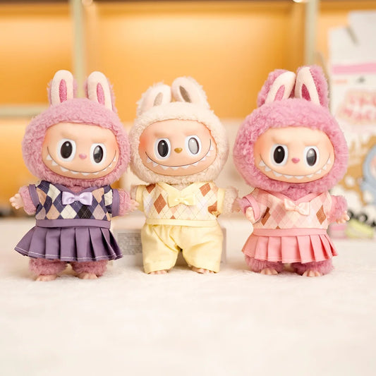 Mini Labubu British Sweater Skirt Set