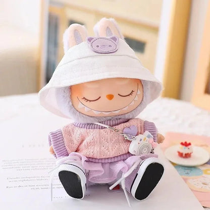Labubu & Cotton Doll Hoodie Skirt Set