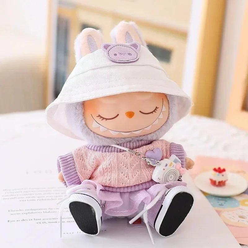 Labubu & Cotton Doll Hoodie Skirt Set