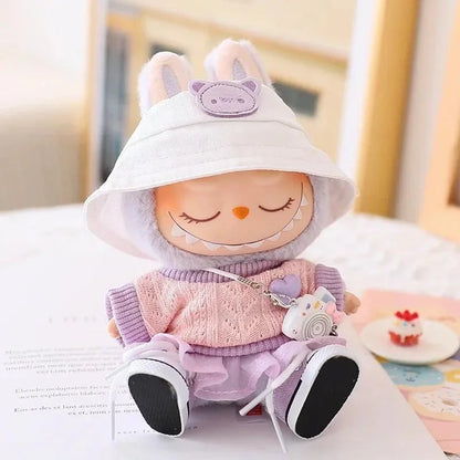 Labubu & Cotton Doll Hoodie Skirt Set
