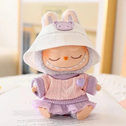 Labubu & Cotton Doll Hoodie Skirt Set