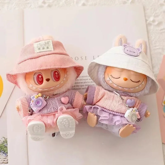 Labubu & Cotton Doll Hoodie Skirt Set