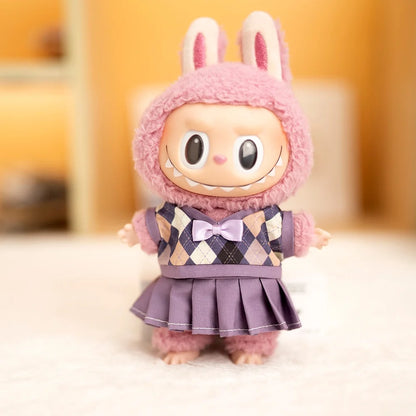 Mini Labubu British Sweater Skirt Set