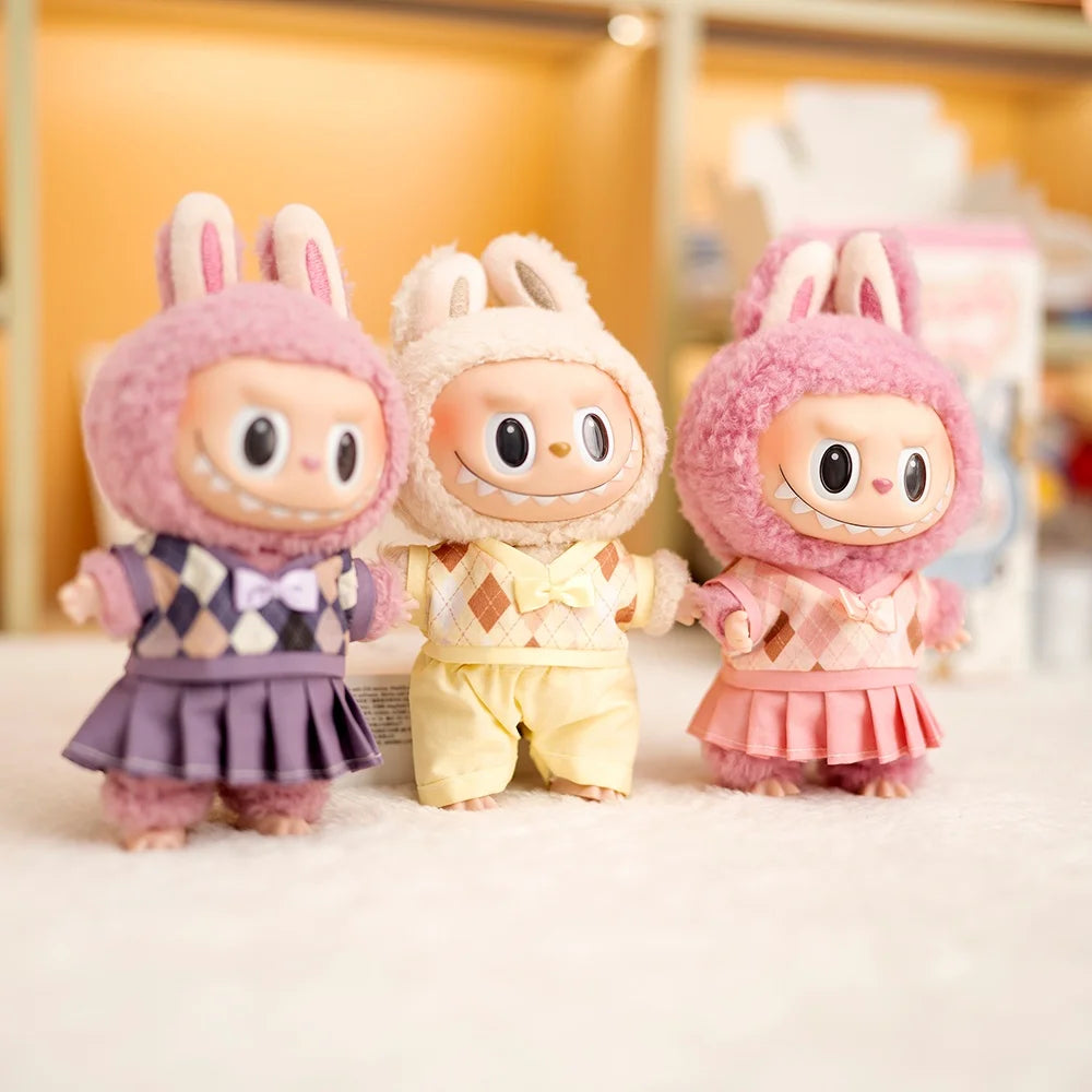 Mini Labubu British Sweater Skirt Set