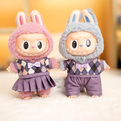 Mini Labubu British Sweater Skirt Set
