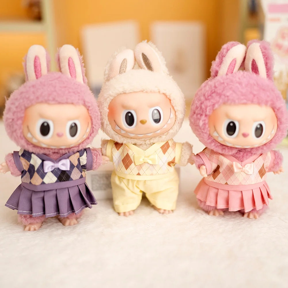 Mini Labubu British Sweater Skirt Set